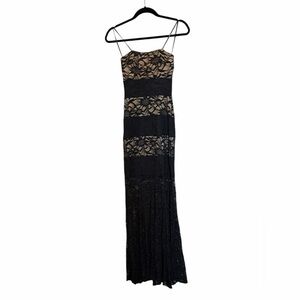 B Darlin Black and Cream Lace Maxi Dress